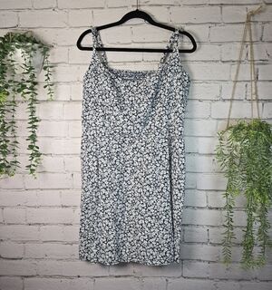 Floral Navy and White Dress Sundress Smocked Back,